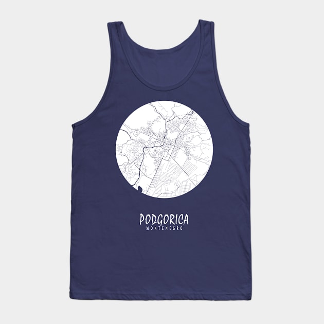 Podgorica, Montenegro City Map - Full Moon Tank Top by deMAP Studio